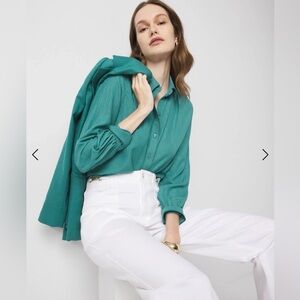 White House Black Market Green Button Down Shirt Size S